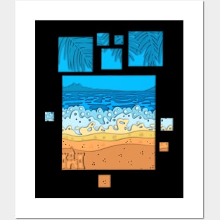 Beach Cut Paper Landscape Posters and Art